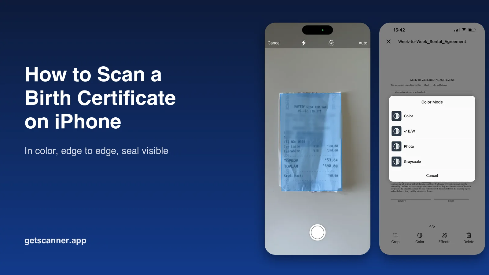 How to scan a birth certificate on iPhone so the copy is accepted