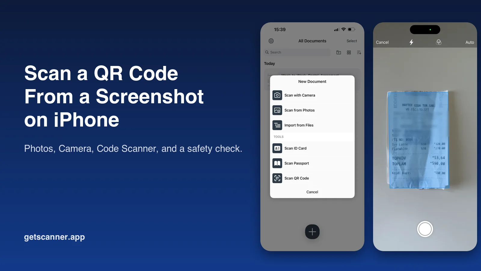 How to scan a QR code from a screenshot or photo on iPhone