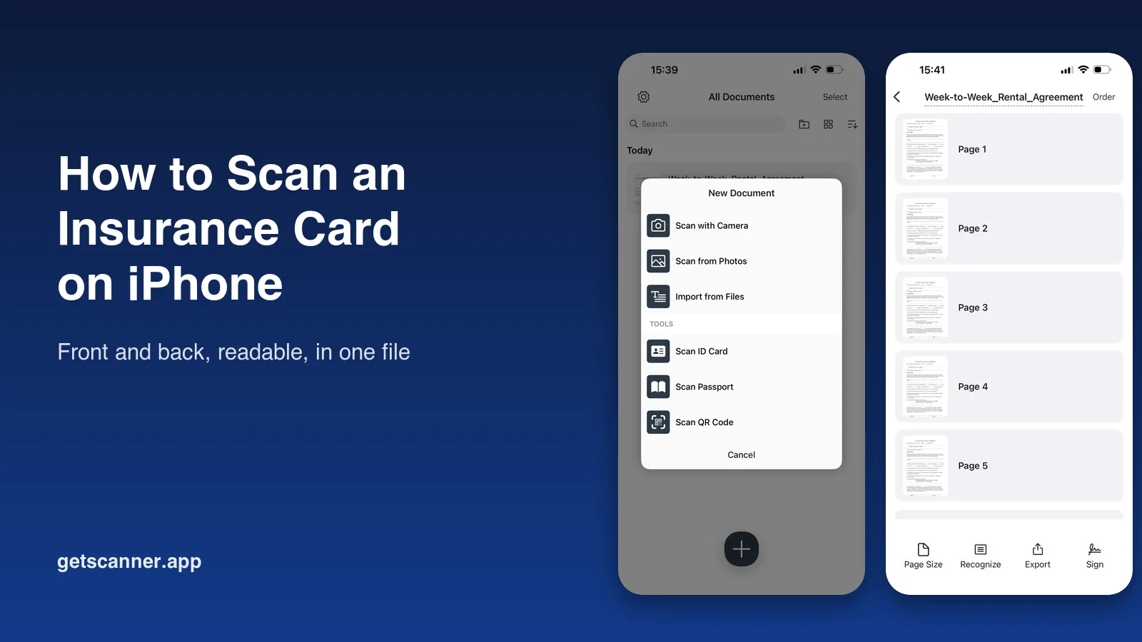 How to scan an insurance card on iPhone, front and back on one page