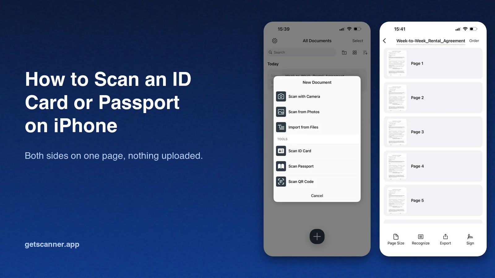 How to scan an ID card or passport on iPhone with both sides on one page